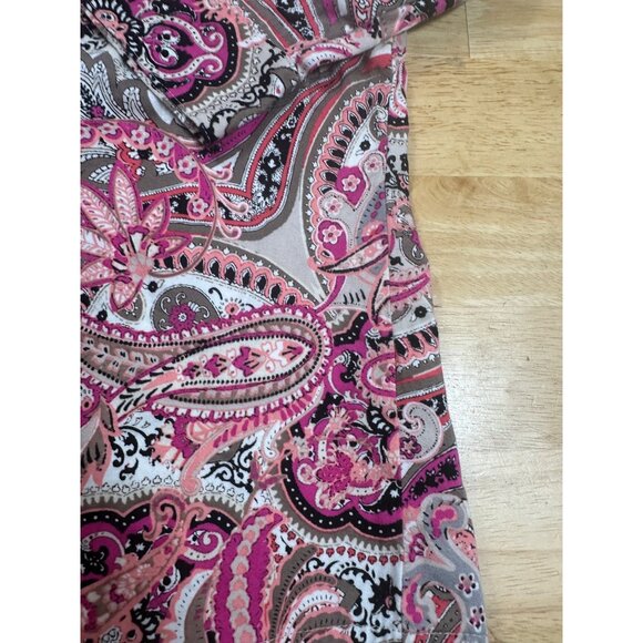 212 Paisley Button-down shirt Pink and Beige Size Petite Large - Picture 7 of 8